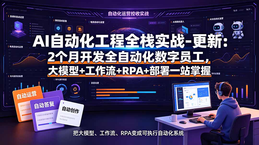 AI自动化工程全栈实战-更新:2个月开发全自动化数字员工,大模型+工作流+RPA+部署一站式掌握-吾爱自习网
