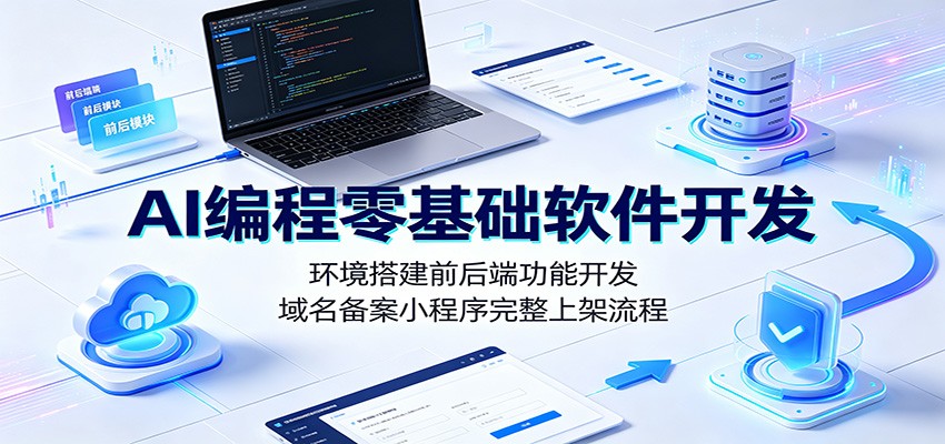 AI编程零基础软件开发：环境搭建前后端功能开发，域名备案小程序完整上架流程-吾爱自习网