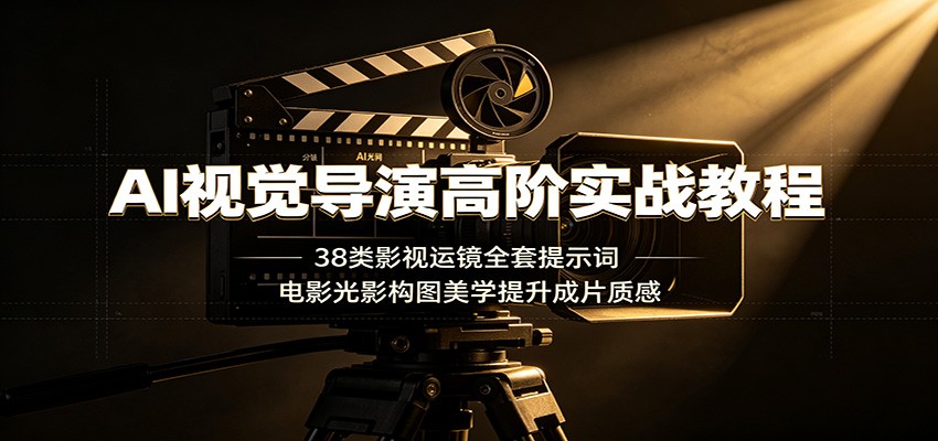 AI视觉导演高阶实战教程：38类影视运镜全套提示词，电影光影构图美学提升成片质感-吾爱自习网