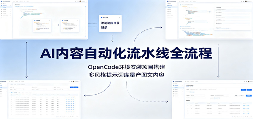 AI内容自动化流水线全流程：OpenCode环境安装项目搭建，多风格提示词库量产图文内容-吾爱自习网