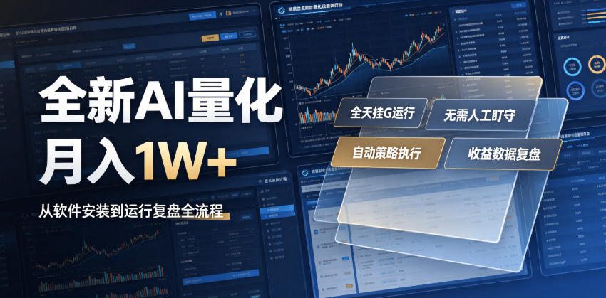 全新AI量化月入1W+，一台电脑全天挂G运行，不用盯不用操作，懒人专属副业！【揭秘】-吾爱自习网