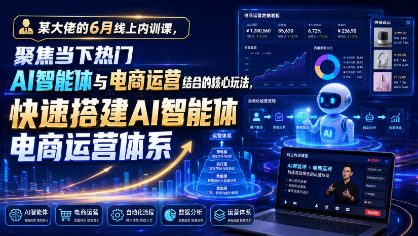 某大佬的6月线上内训课，聚焦当下热门AI智能体与电商运营结合的核心玩法，快速搭建AI智能体电商运营体系-吾爱自习网