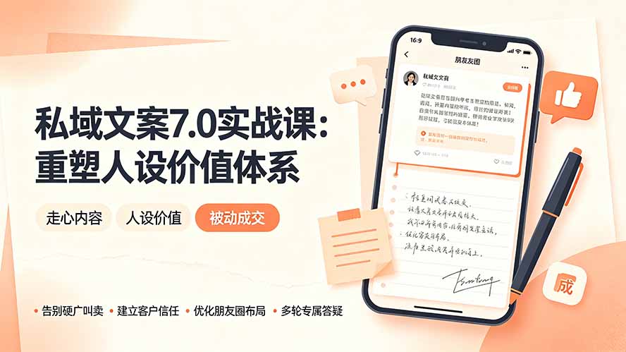 私域文案实战课7.0:重塑人设价值体系|-告别硬广推销×走心内容×自我价值塑造,实现被动成交-旺仔资源库