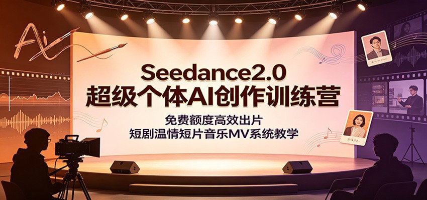 Seedance2.0超级个体AI创作训练营：免费额度高效出片，短剧温情短片音乐MV系统教学-旺仔资源库