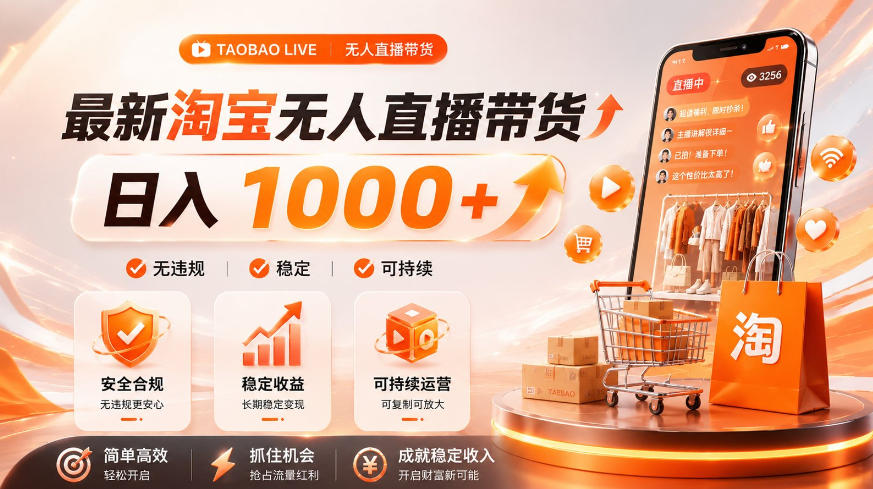 拒绝死工资!淘宝无人直播,让你睡觉都在进账,单设备日入1k+普通人的变现蓝海【揭秘】-吾爱自习网