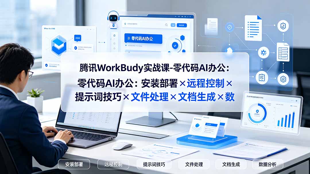腾讯WorkBuddy实战课-零代码AI办公:安装部署×远程控制×提示词技巧×文件处理×文档生成×数据分析-吾爱自习网