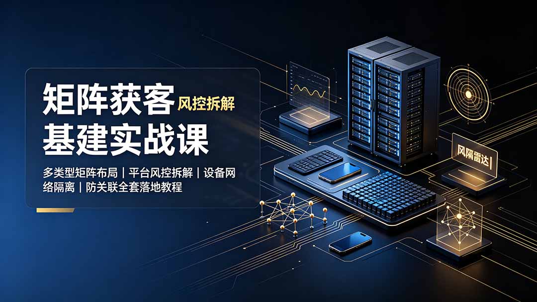 矩阵获客基建实战课：多类型矩阵布局｜平台风控拆解｜设备网络隔离｜防关联全套落地教程-旺仔资源库