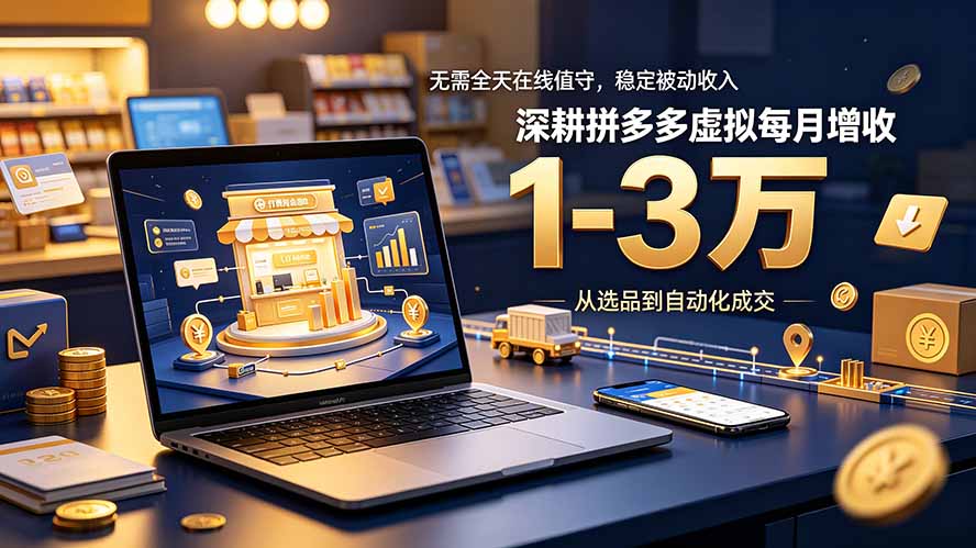 无需全天在线值守，稳定被动收入，深耕拼多多虚拟每月增收 1-3 万福星网赚创业资源-网赚项目-副业赚钱-互联网创业-资源整合福星网赚资源