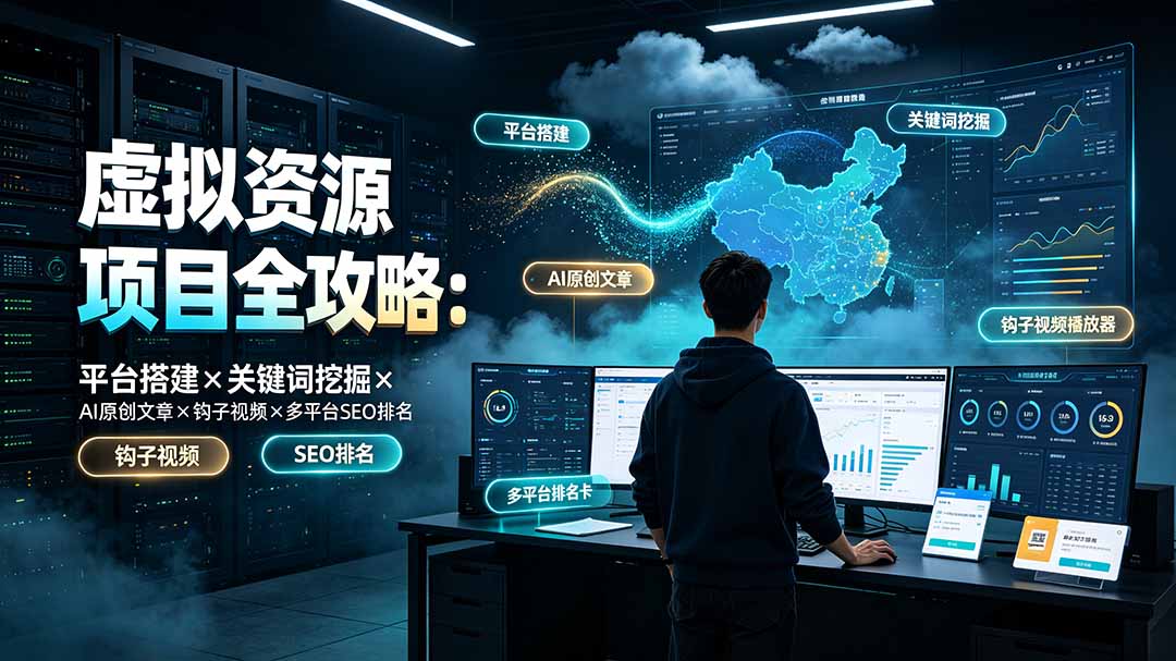 虚拟资源项目全攻略:平台搭建×关键词挖掘×AI原创文章×钩子视频×多平台SEO排名-吾爱自习网