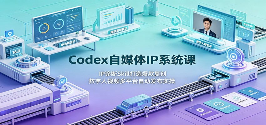 Codex自媒体IP系统课:IP诊断Skill打造爆款复刻,数字人视频多平台自动发布实操-吾爱自习网