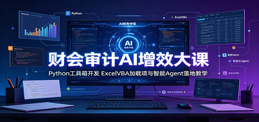 财会审计AI增效大课：Python工具箱开发，ExcelVBA加载项与智能Agent落地教学-吾爱自习网