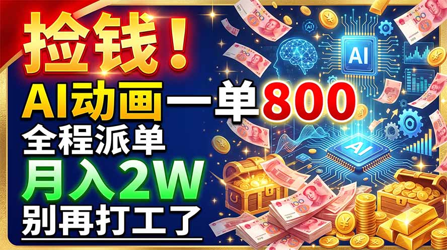 捡钱！AI动画一单800，全程派单，月入2W，别再打工了-吾爱自习网