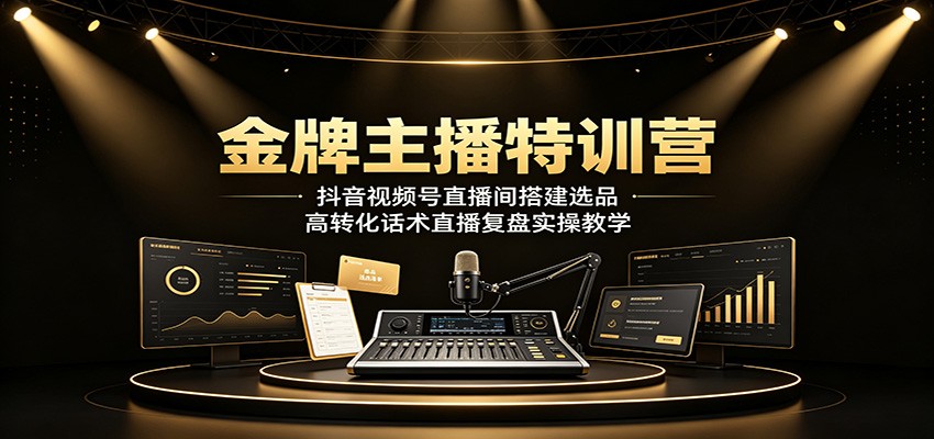 金牌主播特训营:抖音视频号直播间搭建选品,高转化话术直播复盘实操教学-吾爱自习网
