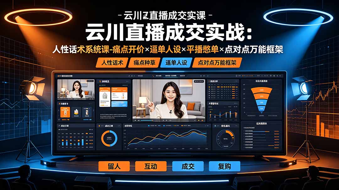 云川直播成交实战：人性话术系统课-痛点种草×塑品开价×逼单人设×平播憋单×点对点万能框架-吾爱自习网