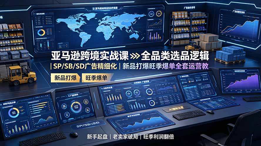 亚马逊跨境实战课：全品类选品逻辑｜SP/SB/SD广告精细化｜新品打爆旺季爆单全套运营教程福星网赚创业资源-网赚项目-副业赚钱-互联网创业-资源整合福星网赚资源