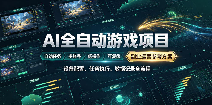 AI全自动游戏躺賺副业：日入几百，稳定运行三年的项目！【揭秘】-吾爱自习网