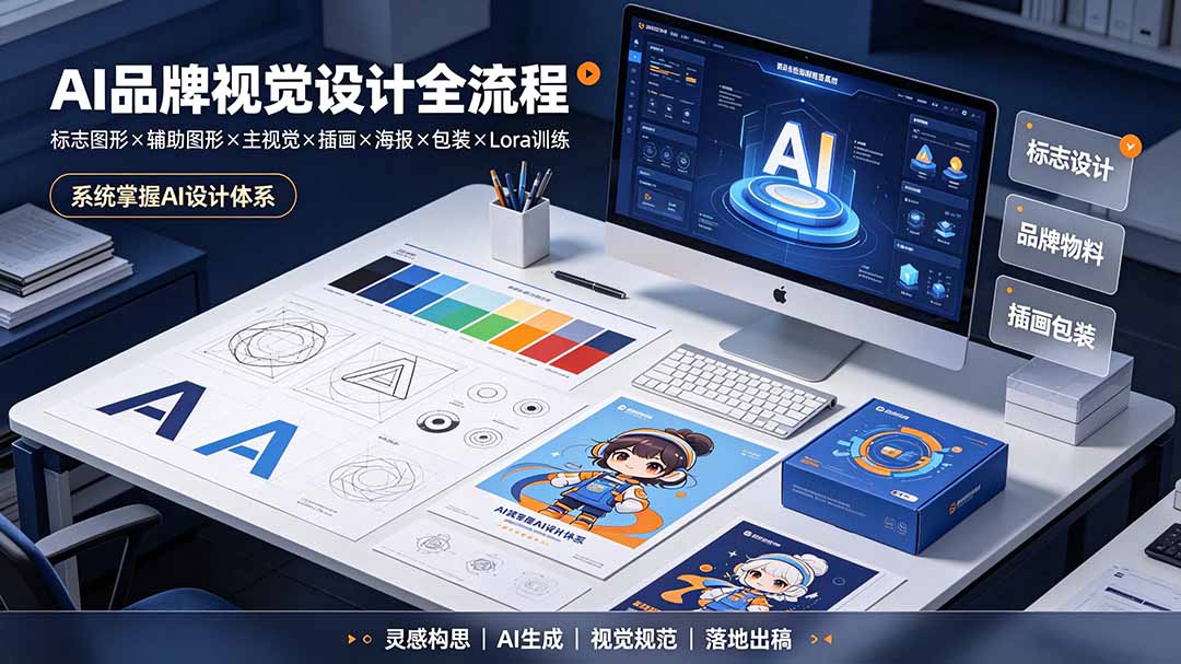 AI品牌视觉设计全流程：标志图形×辅助图形×主视觉×插画×海报×包装×Lora训练，系统掌握AI设计体系-超级会员网
