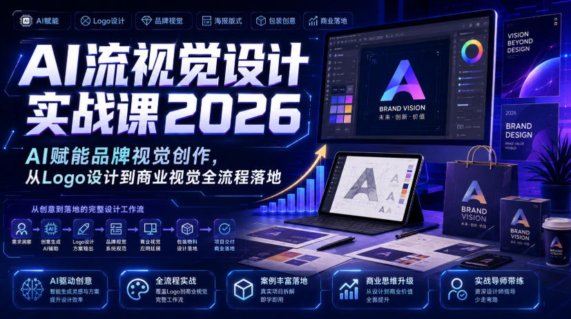 AI流视觉设计实战课2026：AI赋能品牌视觉创作，从Logo设计到商业视觉全流程落地-吾爱自习网