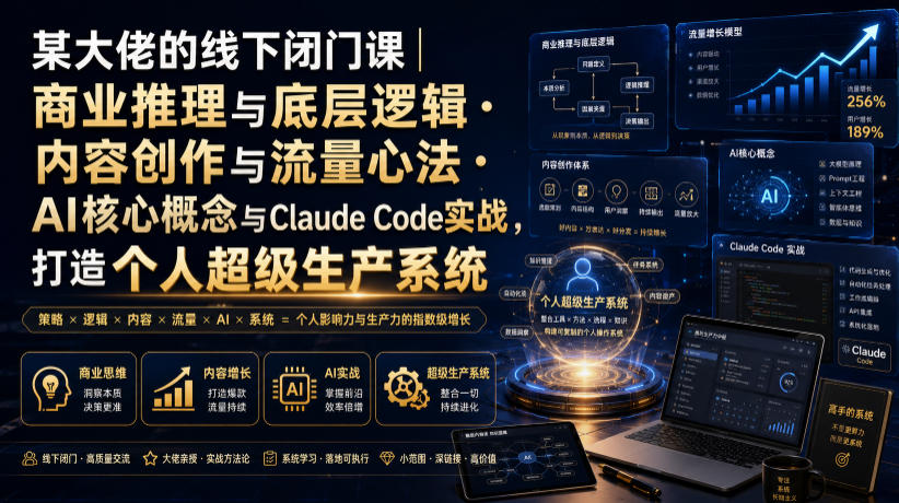 某大佬的线下闭门课｜商业推理与底层逻辑・内容创作与流量心法・AI核心概念与Claude Code实战，打造个人超级生产系统【录音+图片】-吾爱自习网
