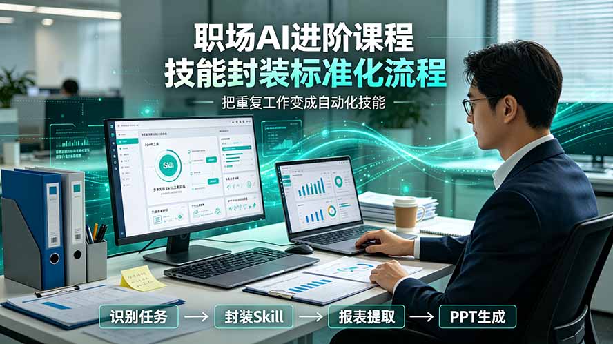 职场AI进阶课程；多类实用Skill工具实操，专属技能封装标准化流程，报表行业报告一键提取核心内容福星网赚创业资源-网赚项目-副业赚钱-互联网创业-资源整合福星网赚资源