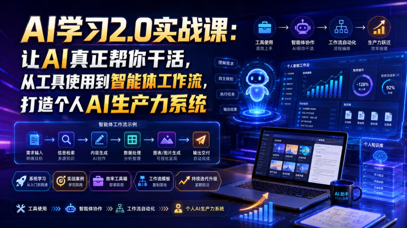AI学习2.0实战课:让AI真正帮你干活,从工具使用到智能体工作流,打造个人AI生产力系统-旺仔资源库