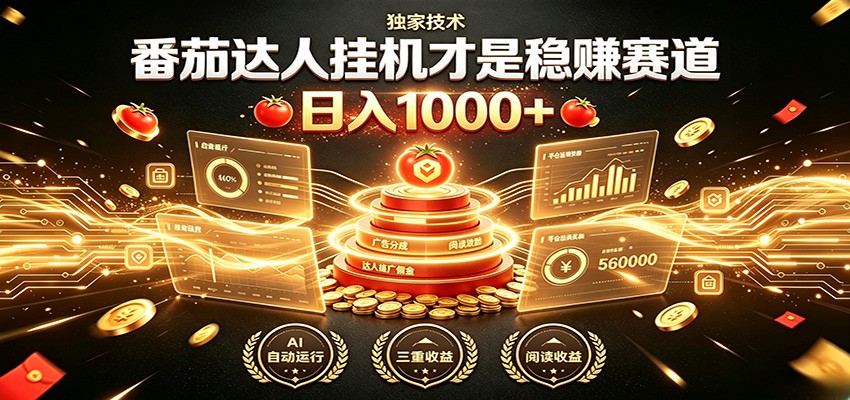 别再瞎找副业！番茄达人挂机才是稳赚赛道 日入1000+-吾爱自习网