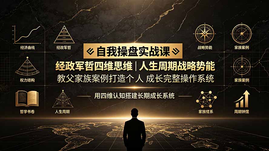 自我操盘实战课：经政军哲四维思维｜人生周期战略势能｜教父家族案例打造个人成长完整操作系统-吾爱自习网