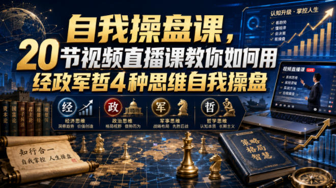 自我操盘课，20节视频直播课教你如何用经政军哲4种思维自我操盘-吾爱自习网