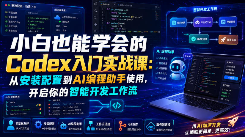 小白也能学会的Codex入门实战课：从安装配置到AI编程助手使用，开启你的智能开发工作流-旺仔资源库
