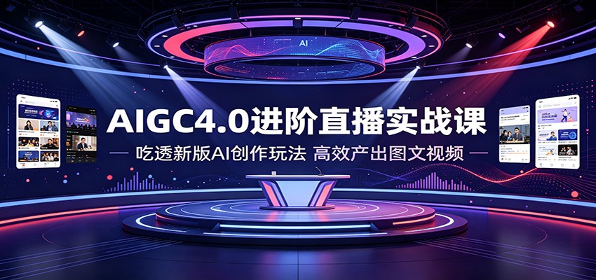 AIGC4.0进阶直播实战课：吃透新版AI创作玩法，高效产出图文视频-吾爱自习网