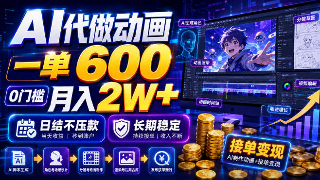 AI代做动画，一单600，0门槛月入2W+，日结不压款，长期稳定【揭秘】-吾爱自习网