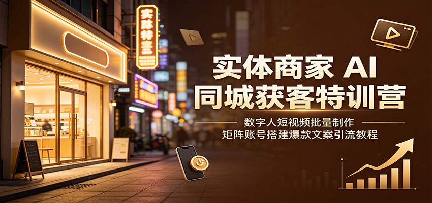 实体商家AI同城获客特训营:数字人短视频批量制作,矩阵账号搭建爆款文案引流教程-吾爱自习网