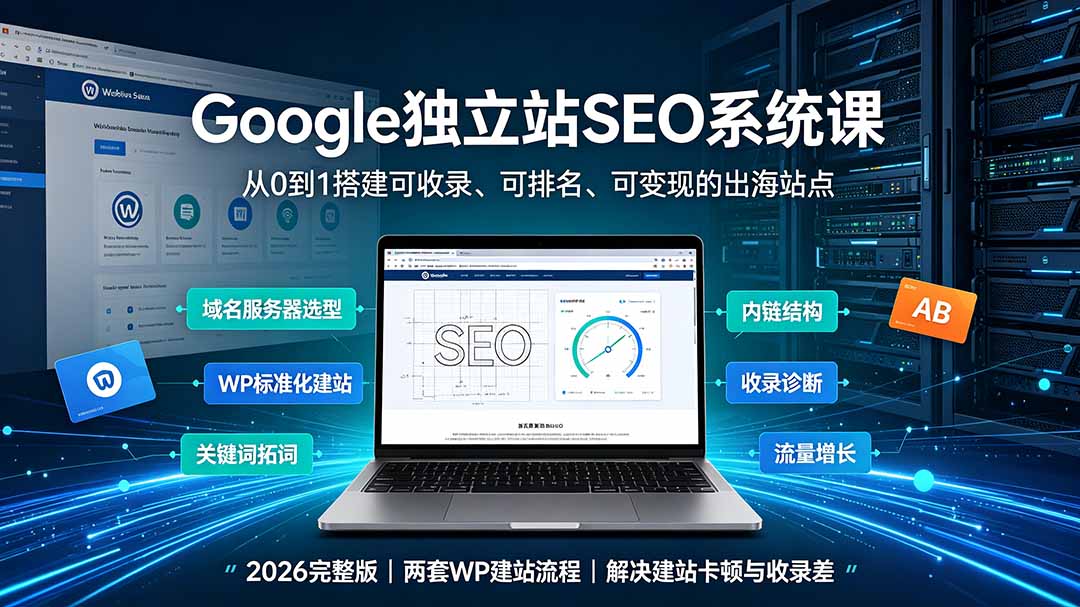 Google独立站SEO-7月系统课:出海基建×WordPress建站×AI内容生产×站内外优化×Search Console×AdSense变现-旺仔资源库