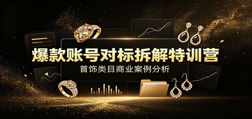 爆款账号对标拆解特训营:首饰类目商业案例分析,配套完整资料内容-吾爱自习网