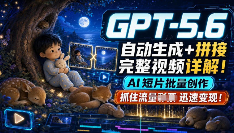 GPT-5.6自动生成+拼接完整视频详解,AI短片批量创作,抓住流量迅速变现!-吾爱自习网