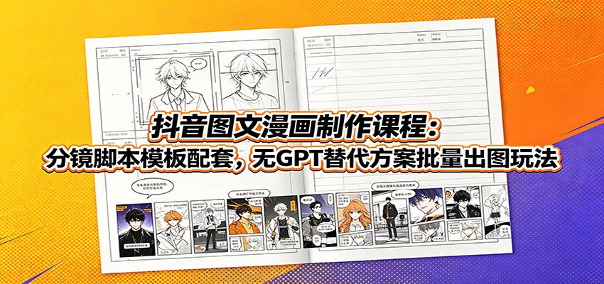 抖音图文漫画制作课程:分镜脚本模板配套,无GPT替代方案批量出图玩法-吾爱自习网