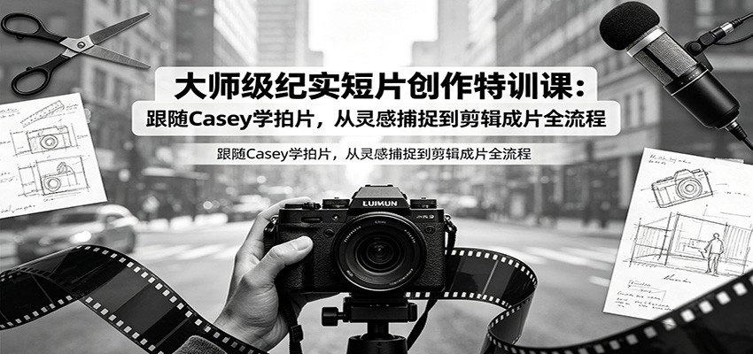 大师级纪实短片创作特训课:跟随Casey学拍片,从灵感捕捉到剪辑成片全流程-吾爱自习网