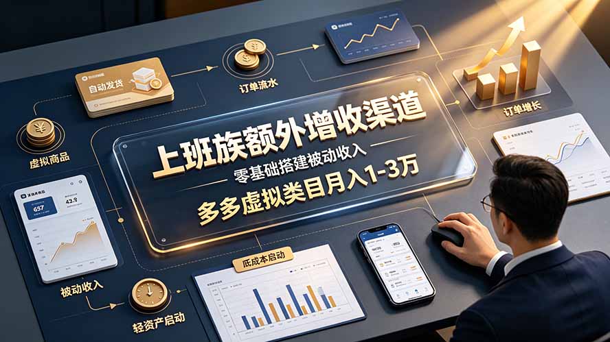 上班族额外增收渠道,零基础搭建被动收入,多多虚拟类目月入 1-3 万-吾爱自习网