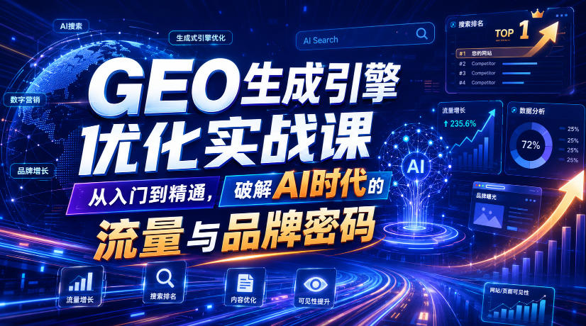 GEO生成引擎优化实战课,从入门到精通,破解AI时代的流量与品牌密码-旺仔资源库