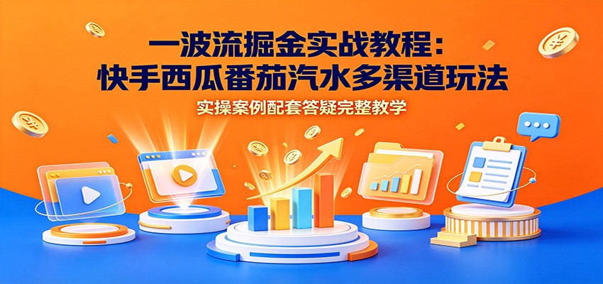 一波流掘金实战教程:快手西瓜番茄汽水多渠道玩法,实操案例配套答疑完整教学-吾爱自习网