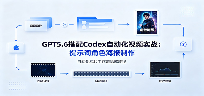 GPT5.6搭配Codex自动化视频实战:提示词角色海报制作,自动化成片工作流拆解教程-吾爱自习网