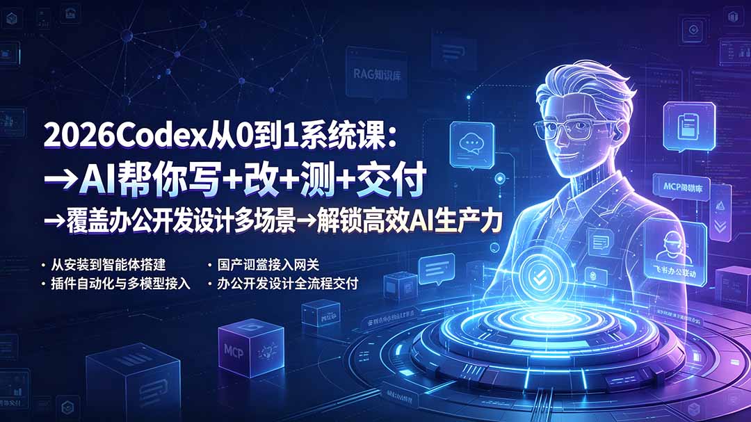 2026Codex从0到1系统课:→AI帮你写+改+测+交付→覆盖办公开发设计多场景→解锁高效AI生产力-吾爱自习网