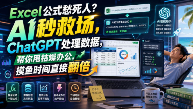 Excel公式愁死人？AI秒救场，ChatGPT处理数据，帮你甩枯燥办公，摸鱼时间直接翻倍【原创双语字幕】-吾爱自习网