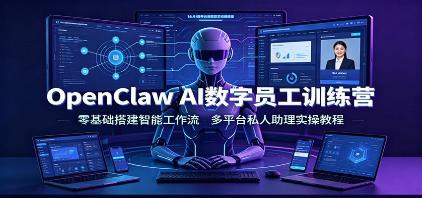 OpenClaw AI数字员工训练营：零基础搭建智能工作流，多平台私人助理实操教程-吾爱自习网