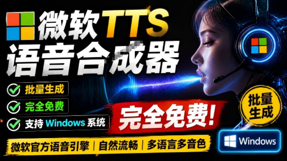 微软TTS免费语音配音生成器，完全免费，支持多语音、多音色选择，Windows系统专用TTS语音合成器-吾爱自习网
