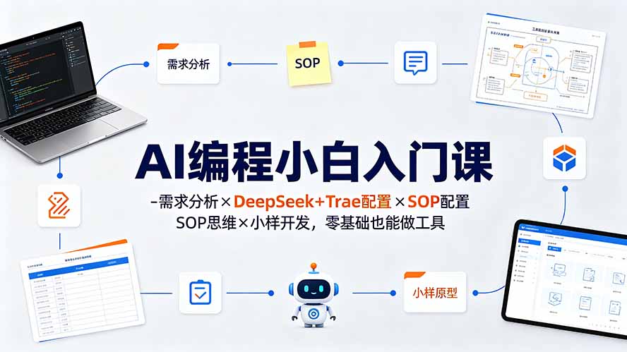 AI编程小白入门课-需求分析×DeepSeek+Trae配置×SOP思维×小样开发，零基础也能做工具-吾爱自习网