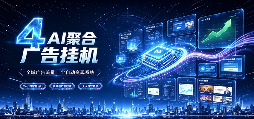 全域广告流量聚合，AI无人挂机稳赚佣金，打造长期稳定被动收入副业-吾爱自习网