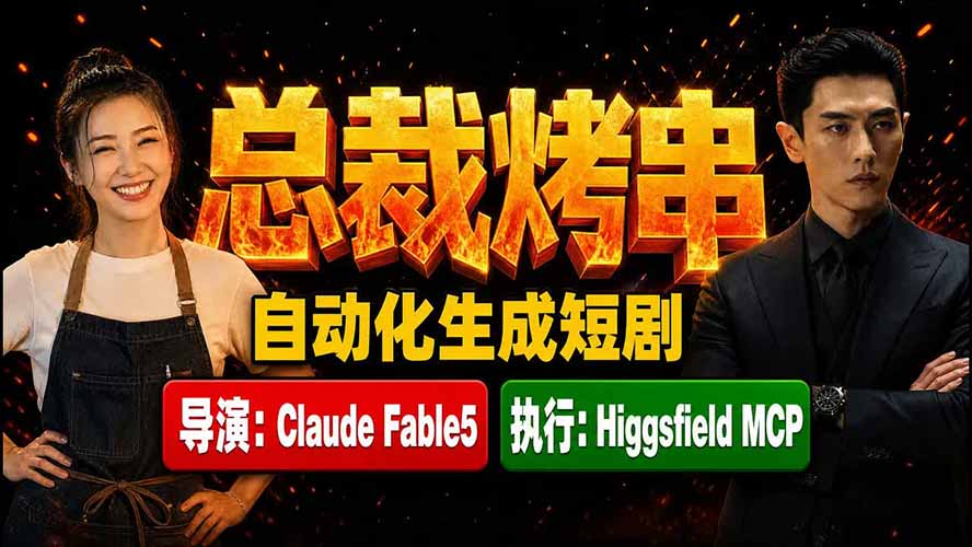《总裁烤串》真人短剧全自动诞生！Claude Fable5 当导演，Higgsfield MCP 执行！-吾爱自习网