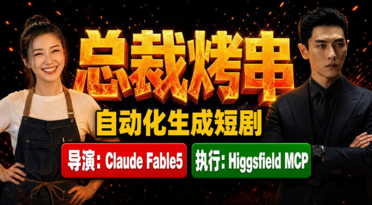 Claude Fable5担任导演+Higgsfield MCP落地执行｜《总裁烤串》真人质感短剧全自动AI生成全流程教学-吾爱自习网