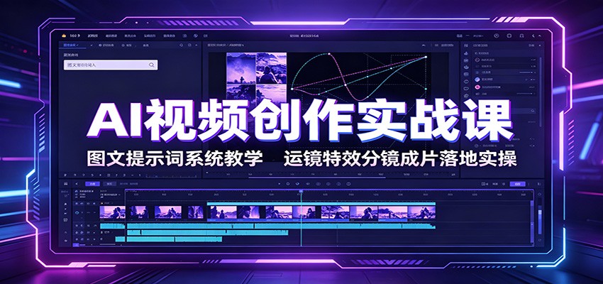 AI视频创作实战课：图文提示词系统教学，运镜特效分镜成片落地实操-吾爱自习网